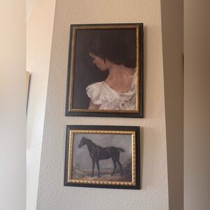 Vintage Style Portrait & Horse Framed Art Set | Moody Gallery Wall Decor